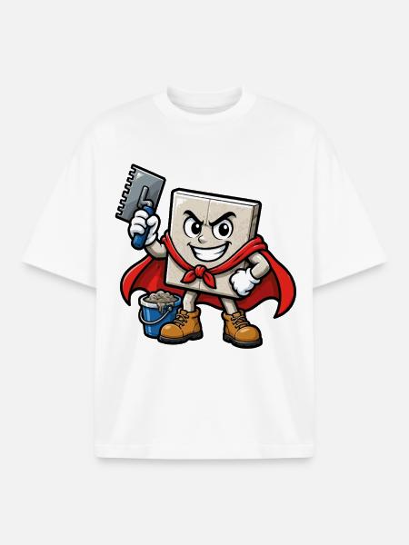 Superhero Tile Tile - Boxy Heavyweight Unisex Organic T-Shirt by Stanley/Stella - white