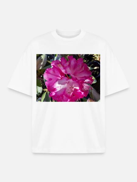 Fuchsia azalea in full bloom - Boxy Heavyweight Unisex Organic T-Shirt by Stanley/Stella - white