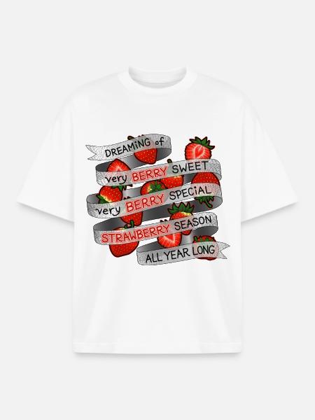 Dreaming of Strawberry_all year long - Boxy Heavyweight Unisex Organic T-Shirt by Stanley/Stella - white
