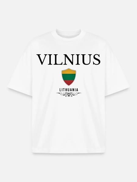 Souvenir Vilnius, elegant design Vilnius - Boxy Heavyweight Unisex Organic T-Shirt by Stanley/Stella - white