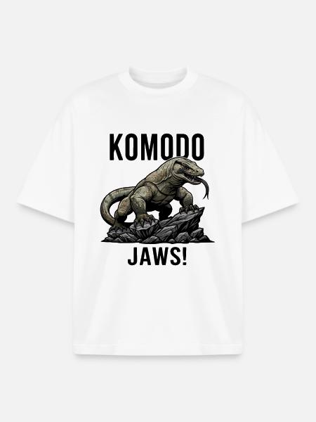 Komodo Dragon Jaws Danger Black Lizard - Boxy Heavyweight Unisex Organic T-Shirt by Stanley/Stella - white