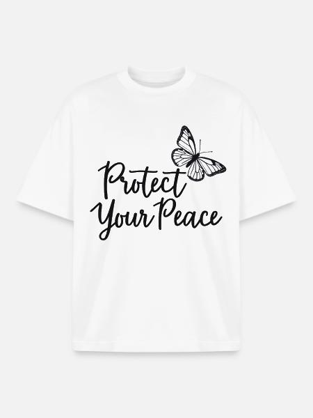 Protect Your Peace Butterfly Inner Peace - Boxy Heavyweight Unisex Organic T-Shirt by Stanley/Stella - white
