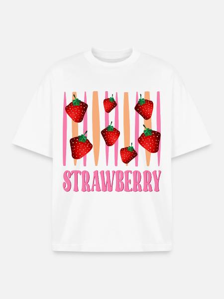Erdbeere - Boxy Heavyweight Unisex Organic T-Shirt von Stanley/Stella - Weiß