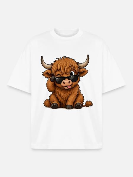 Kuh mit Sonnenbrille - Boxy Heavyweight Unisex Organic T-Shirt von Stanley/Stella - Weiß