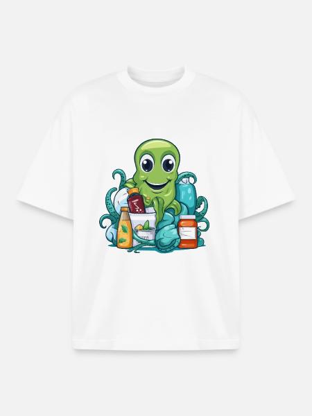 Oktopus Einkaufsglück - Boxy Heavyweight Unisex Organic T-Shirt von Stanley/Stella - Weiß