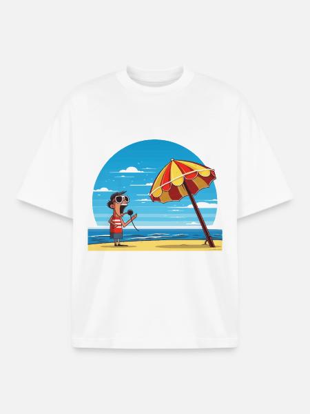 Strandgesang unter Sonnenschirm - Boxy Heavyweight Unisex Organic T-Shirt von Stanley/Stella - Weiß