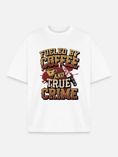Coffee True Crime Motive Podcast Gift - Boxy Heavyweight Unisex Organic T-Shirt by Stanley/Stella - white