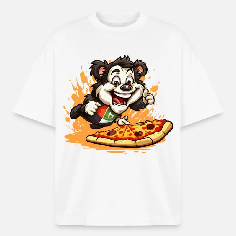 Pizza Panda Sprint - Boxy Heavyweight Unisex Organic T-Shirt von Stanley/Stella - Weiß