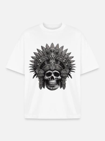 Mayan Warrior Aztec Design - Boxy Heavyweight Unisex Organic T-Shirt by Stanley/Stella - white