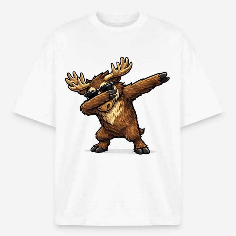 Dabbing Moose - Boxy Heavyweight Unisex Organic T-Shirt by Stanley/Stella - white