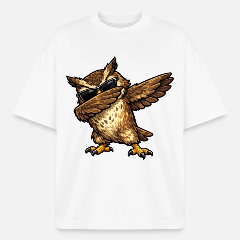 Dabbing Eagle Owl - Boxy Heavyweight Unisex Organic T-Shirt by Stanley/Stella - white