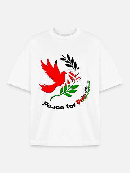 Peace for Palestine - Boxy Heavyweight Unisex Organic T-Shirt by Stanley/Stella - white