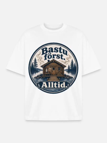Sauna First Always Swedish Humor - Boxy Heavyweight Unisex Organic T-Shirt by Stanley/Stella - white