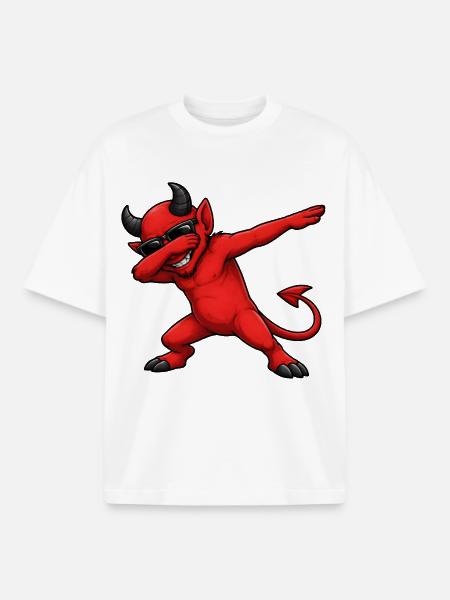 Dabbing Devil - Boxy Heavyweight Unisex Organic T-Shirt by Stanley/Stella - white