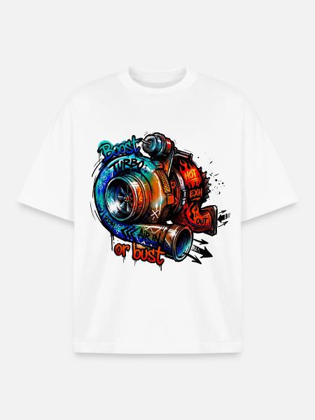 Turbo-Boost oder Bust - Boxy Heavyweight Unisex Organic T-Shirt von Stanley/Stella - Weiß