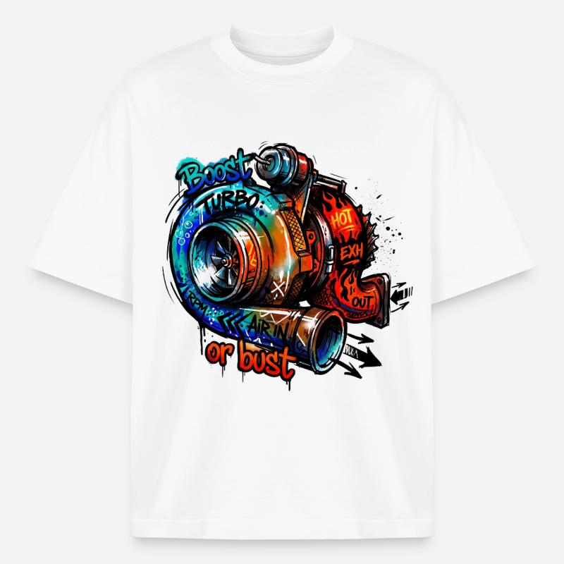 Turbo-Boost oder Bust - Boxy Heavyweight Unisex Organic T-Shirt von Stanley/Stella - Weiß