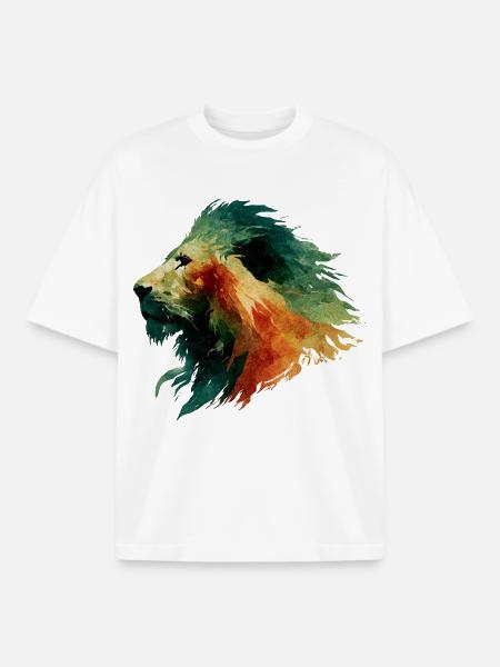 Löwenkopf Wasserfarbe - Boxy Heavyweight Unisex Organic T-Shirt von Stanley/Stella - Weiß