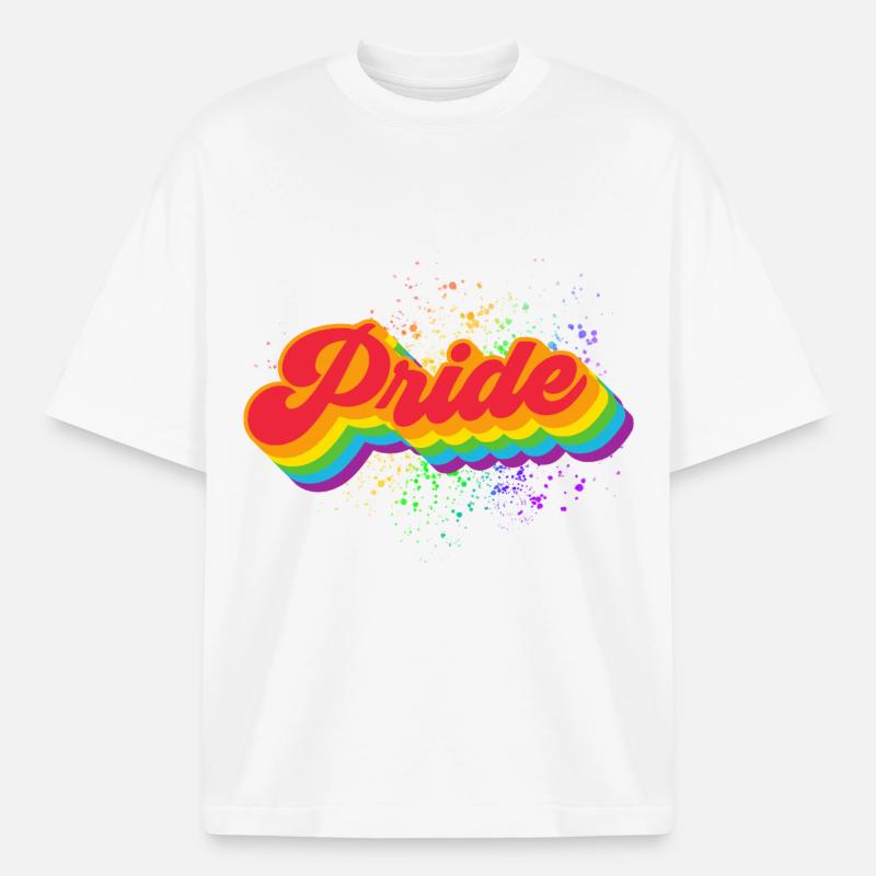 Pride Rainbow Wave - Boxy Heavyweight Unisex Organic T-Shirt by Stanley/Stella - white