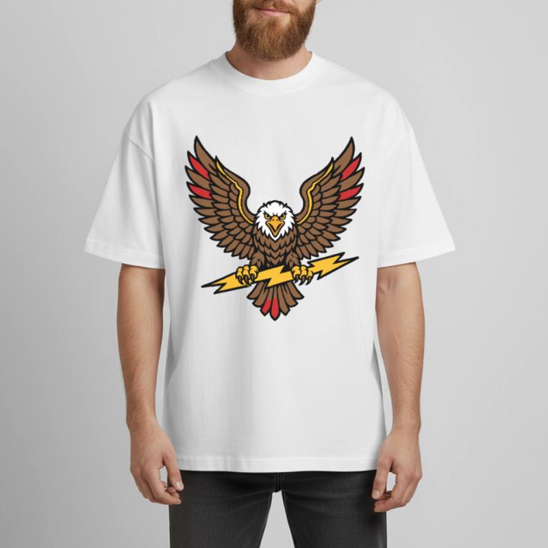 Alter-Schule-Tattoo-Stil Lightning Eagle Boxy Heavyweight Unisex Organic T-Shirt von Stanley/Stella