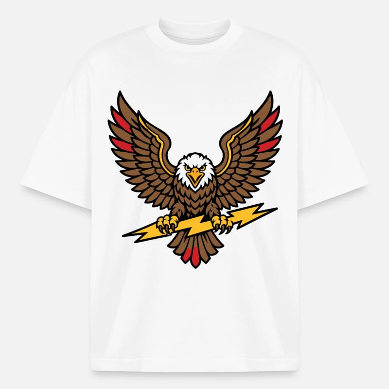 Alter-Schule-Tattoo-Stil Lightning Eagle - Boxy Heavyweight Unisex Organic T-Shirt von Stanley/Stella - Weiß