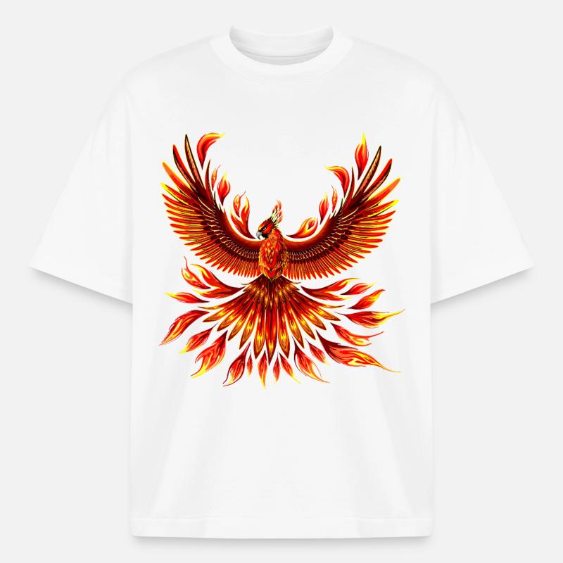 Phoenix Fire Bird - Boxy Heavyweight Unisex Organic T-Shirt by Stanley/Stella - white