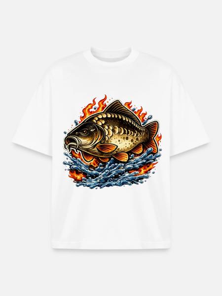 Mirror Carp - Boxy Heavyweight Unisex Organic T-Shirt by Stanley/Stella - white