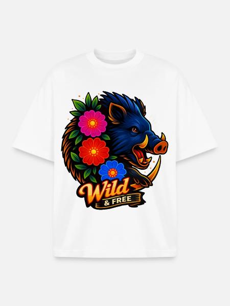 Wild Flower: Wild & Free - Boxy Heavyweight Unisex Organic T-Shirt by Stanley/Stella - white