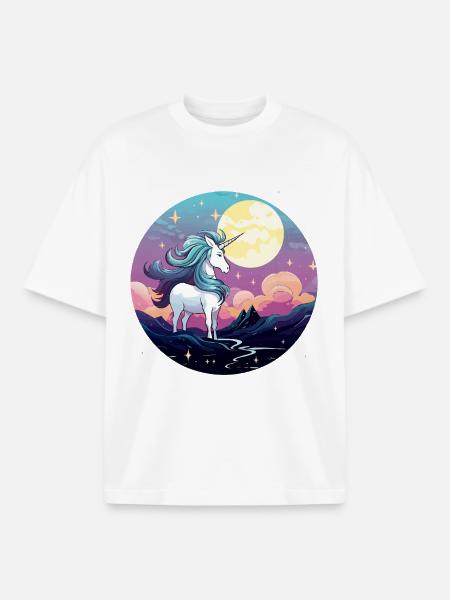 Mondnacht Einhornzauber - Boxy Heavyweight Unisex Organic T-Shirt von Stanley/Stella - Weiß