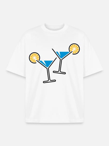 2 cocktail glasses (light blue) - Boxy Heavyweight Unisex Organic T-Shirt by Stanley/Stella - white