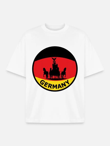 German Flag Chariot Silhouette - Boxy Heavyweight Unisex Organic T-Shirt by Stanley/Stella - white