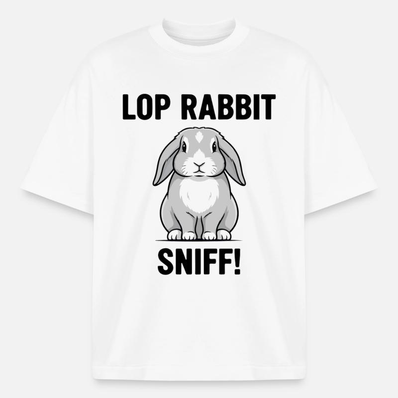Ram Rabbit Sniff Lop Rabbit Grey - Boxy Heavyweight Unisex Organic T-Shirt by Stanley/Stella - white