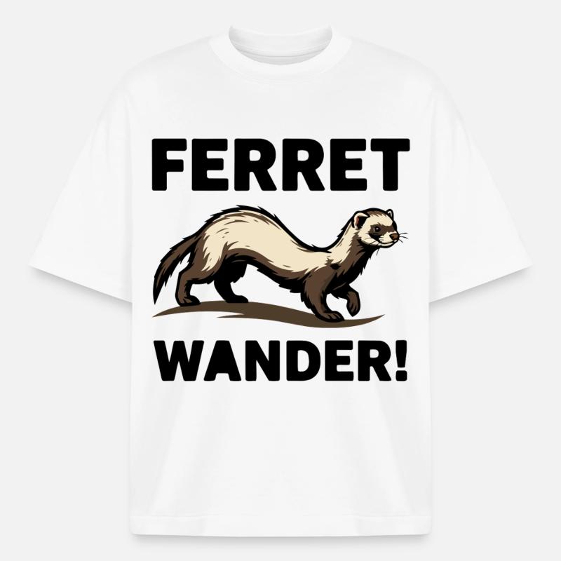 Ferret Wander Ferret Exploration Browsing - Boxy Heavyweight Unisex Organic T-Shirt by Stanley/Stella - white