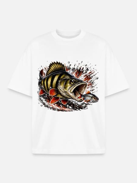 Explosives Barsch-Raubtierfisch-Design - Boxy Heavyweight Unisex Organic T-Shirt von Stanley/Stella - Weiß