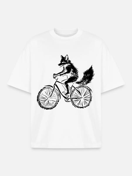 Lustiges Fahrrad Fuchs - Boxy Heavyweight Unisex Organic T-Shirt von Stanley/Stella - Weiß