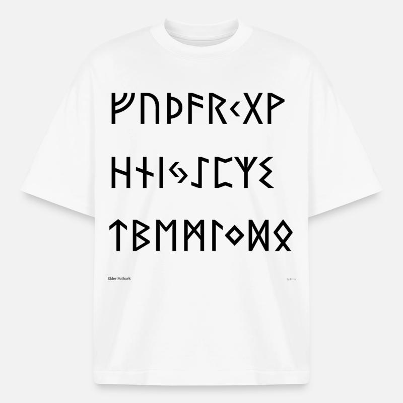 Futhark de l’Ancien (noir) - T-shirt unisexe boxy épais biologique Stanley/Stella - blanc