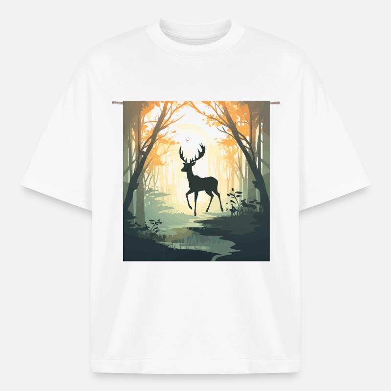 Hirsch im Herbstwald - Boxy Heavyweight Unisex Organic T-Shirt von Stanley/Stella - Weiß