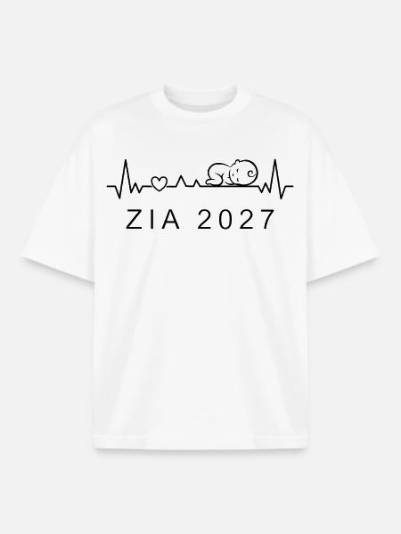 Future Aunt 2027 Heartbeat Pregnancy - Boxy Heavyweight Unisex Organic T-Shirt by Stanley/Stella - white