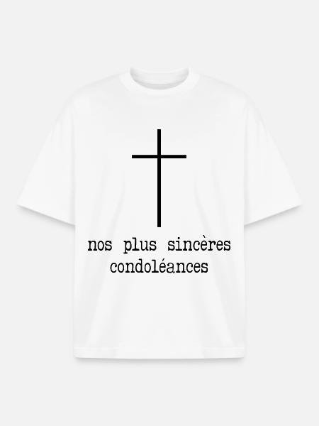 Départ Condoléances - T-shirt unisexe boxy épais biologique Stanley/Stella - blanc