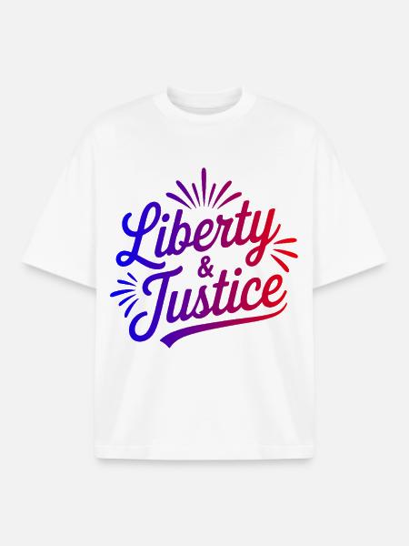 Liberty & Justice Print - Boxy Heavyweight Unisex Organic T-Shirt by Stanley/Stella - white