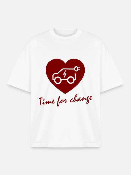Herz Wandel Elektroauto - Boxy Heavyweight Unisex Organic T-Shirt von Stanley/Stella - Weiß