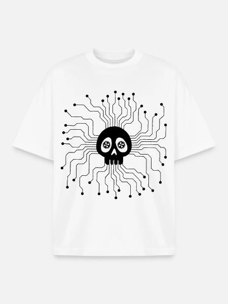 Microprocessor Skull (Black) - Boxy Heavyweight Unisex Organic T-Shirt by Stanley/Stella - white