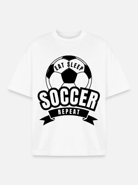 EAT SLEEP SOCCER REPEAT - Boxy Heavyweight Unisex Organic T-Shirt by Stanley/Stella - white