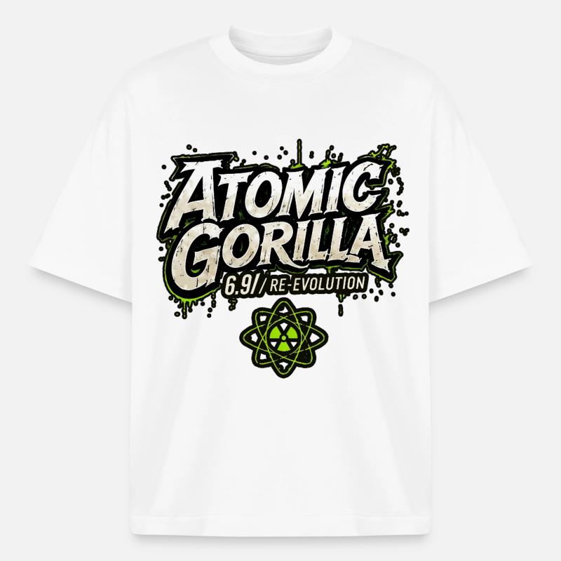 Réévolution du gorille atomique - T-shirt unisexe boxy épais biologique Stanley/Stella - blanc