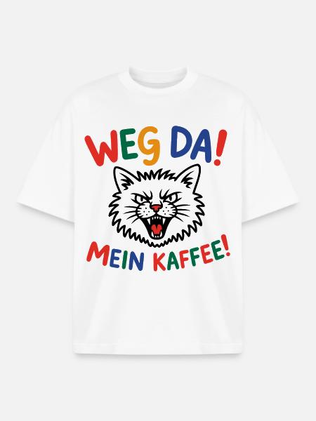 Weg da! Mein Kaffee Katzenpower - Boxy Heavyweight Unisex Organic T-Shirt von Stanley/Stella - Weiß