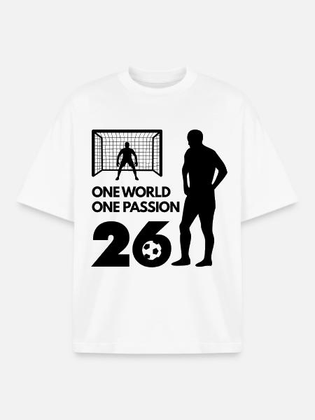 One Love One Passion Fußball Soccer - Boxy Heavyweight Unisex Organic T-Shirt by Stanley/Stella - white
