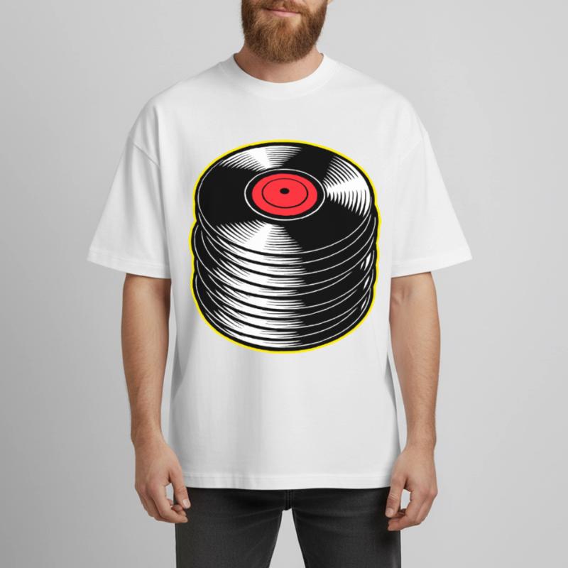 Stack d’albums vinyles T-shirt unisexe boxy épais biologique Stanley/Stella
