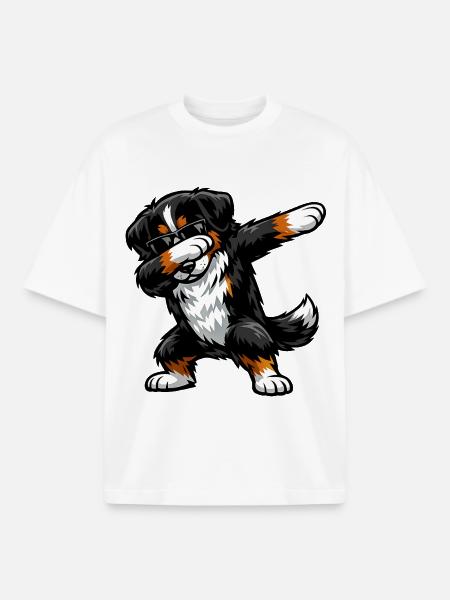 Dabbing Bernese Mountain Dog - Boxy Heavyweight Unisex Organic T-Shirt by Stanley/Stella - white