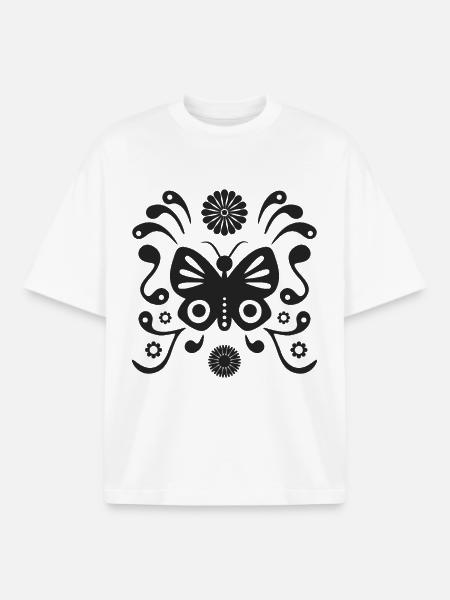 Boho butterfly L matte black - Boxy Heavyweight Unisex Organic T-Shirt by Stanley/Stella - white