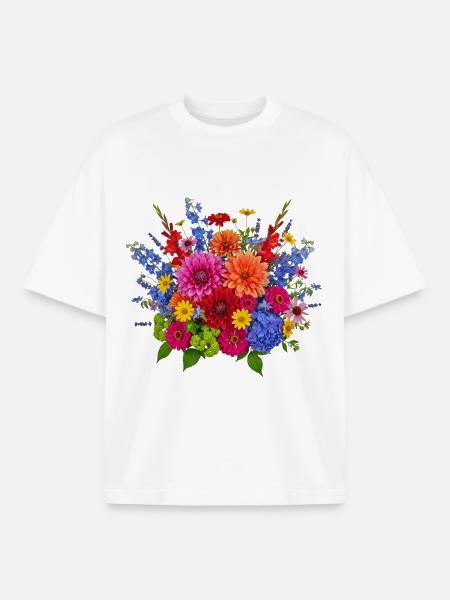 Blütenexplosion – Bunter Sommerstrauß - Boxy Heavyweight Unisex Organic T-Shirt von Stanley/Stella - Weiß