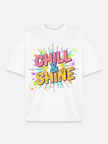 Limitierte Edition – CHILL & SHINE Blumen - Boxy Heavyweight Unisex Organic T-Shirt von Stanley/Stella - Weiß